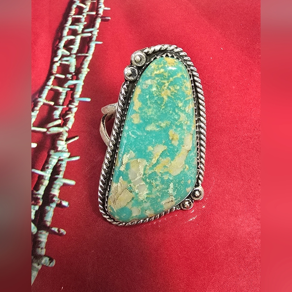 STUNNING Native American Navajo Signed High Grade Royston Turquoise Ring Sz 9.25 - Picture 1 of 6